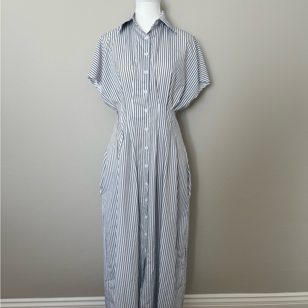 Chic Striped Button-Down Maxi Dress